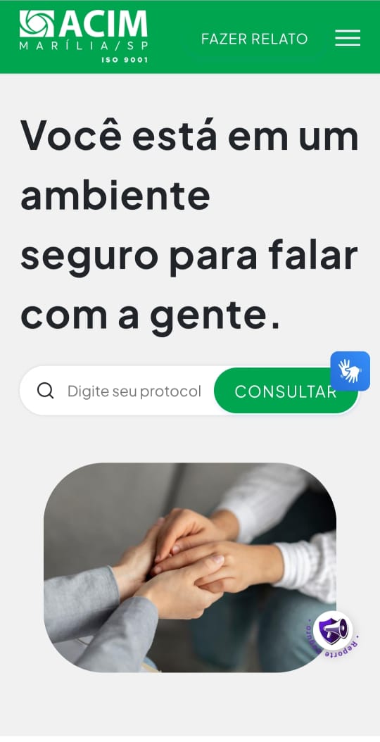 Tela do sistema Reporte Seguro