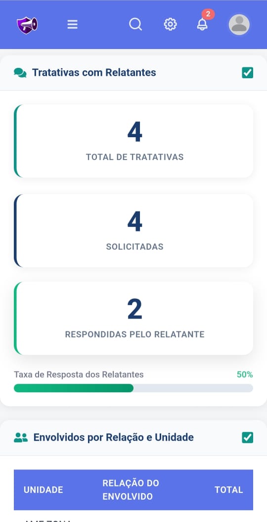 Tela do sistema Reporte Seguro